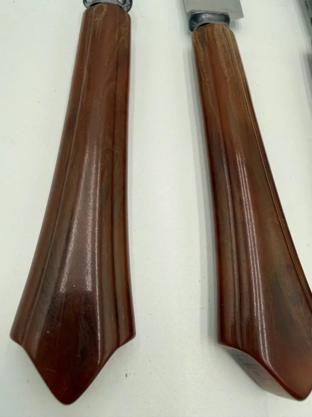 Vintage 3-Piece Carving Set Bakelite Handles Stainless Steel Fork Knife Sharpeni